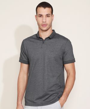 polo comfort básica de piquet - cinza mescla escuro