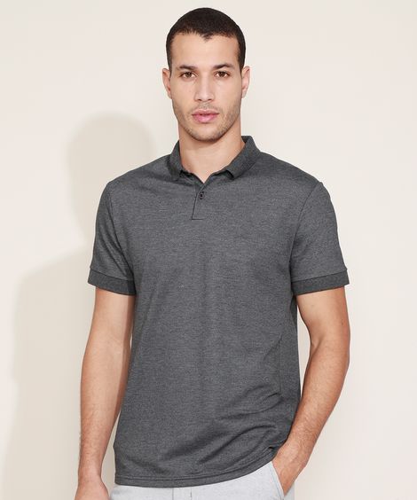 polo comfort básica de piquet - cinza mescla escuro