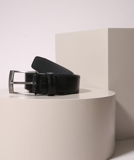 Cinto Masculino Texturizado Croco Preto