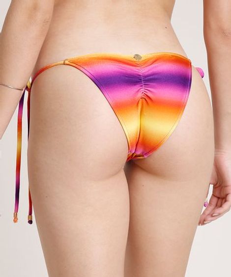 Biquíni Calcinha Triya Tanga Levanta Bumbum Estampado Degradê Sunset com Proteção UV50+ Roxo