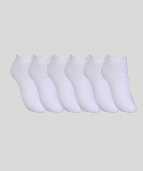 Kit de 6 Meias Masculinas Invisíveis Esportivas Branco