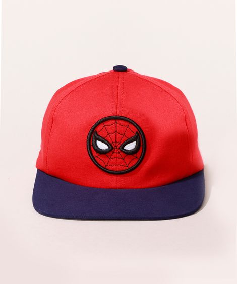 Boné Infantil Homem Aranha Aba Reta Vermelho