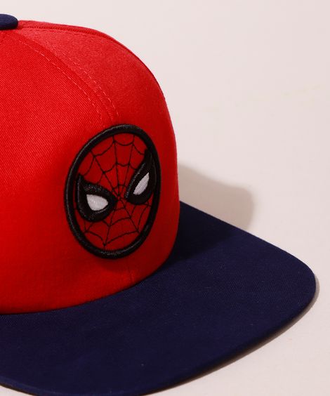 Boné Infantil Homem Aranha Aba Reta Vermelho