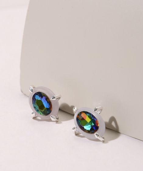 Brinco Feminino com Pedra Prateado