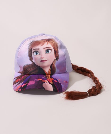 Boné Infantil Aba Curva Anna Frozen com Trança Lilás