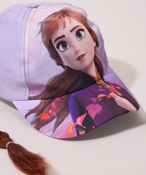 Boné Infantil Aba Curva Anna Frozen com Trança Lilás