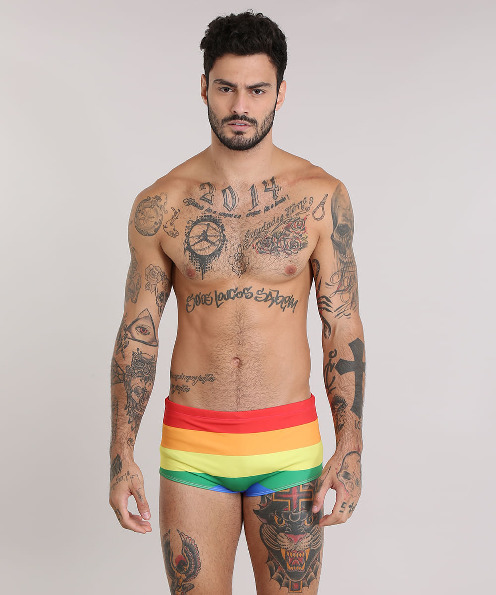 Sunga Pabllo Vittar de Carnaval Arco-Íris Multicor