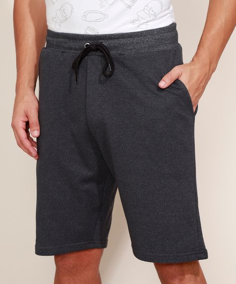 Bermuda de Moletom Masculina Relaxed com Cordão Chumbo