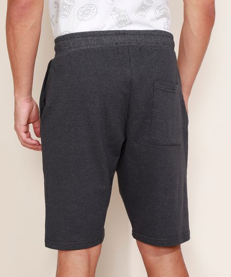 Bermuda de Moletom Masculina Relaxed com Cordão Chumbo