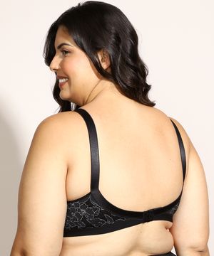 Sutiã DeMillus Olimpo Anizete Estampado Floral Sem Bojo e Aro Preto