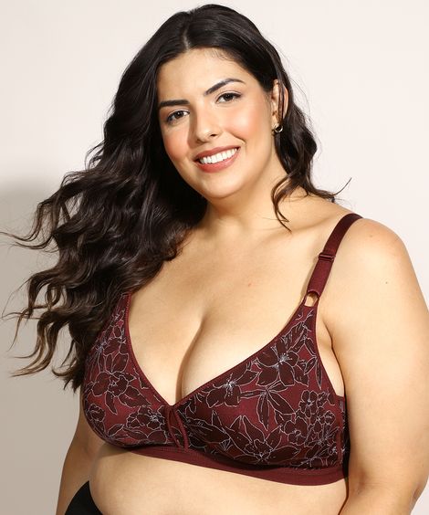 sutiã triângulo demillus plus size floral vinho