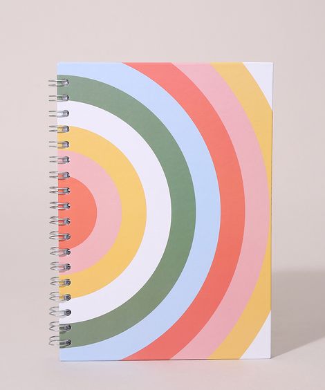 Caderno Capa Dura Espiral 24,5 cm X 17 cm Estampado Multicor