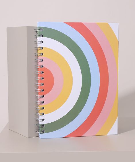 Caderno Capa Dura Espiral 24,5 cm X 17 cm Estampado Multicor