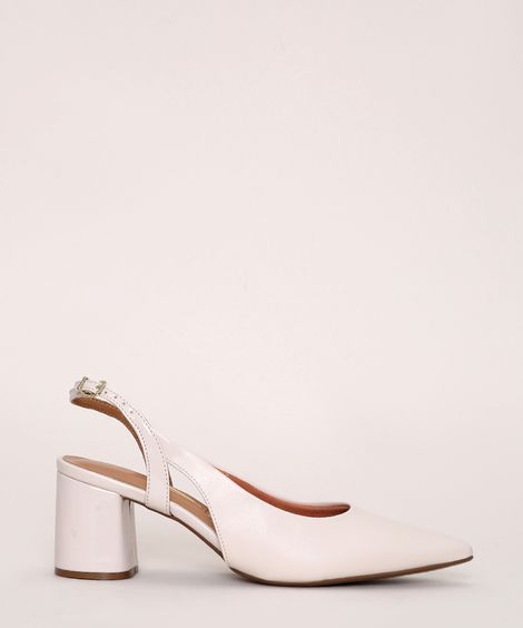 Scarpin Feminino Vizzano Bico Fino Salto Alto Bege