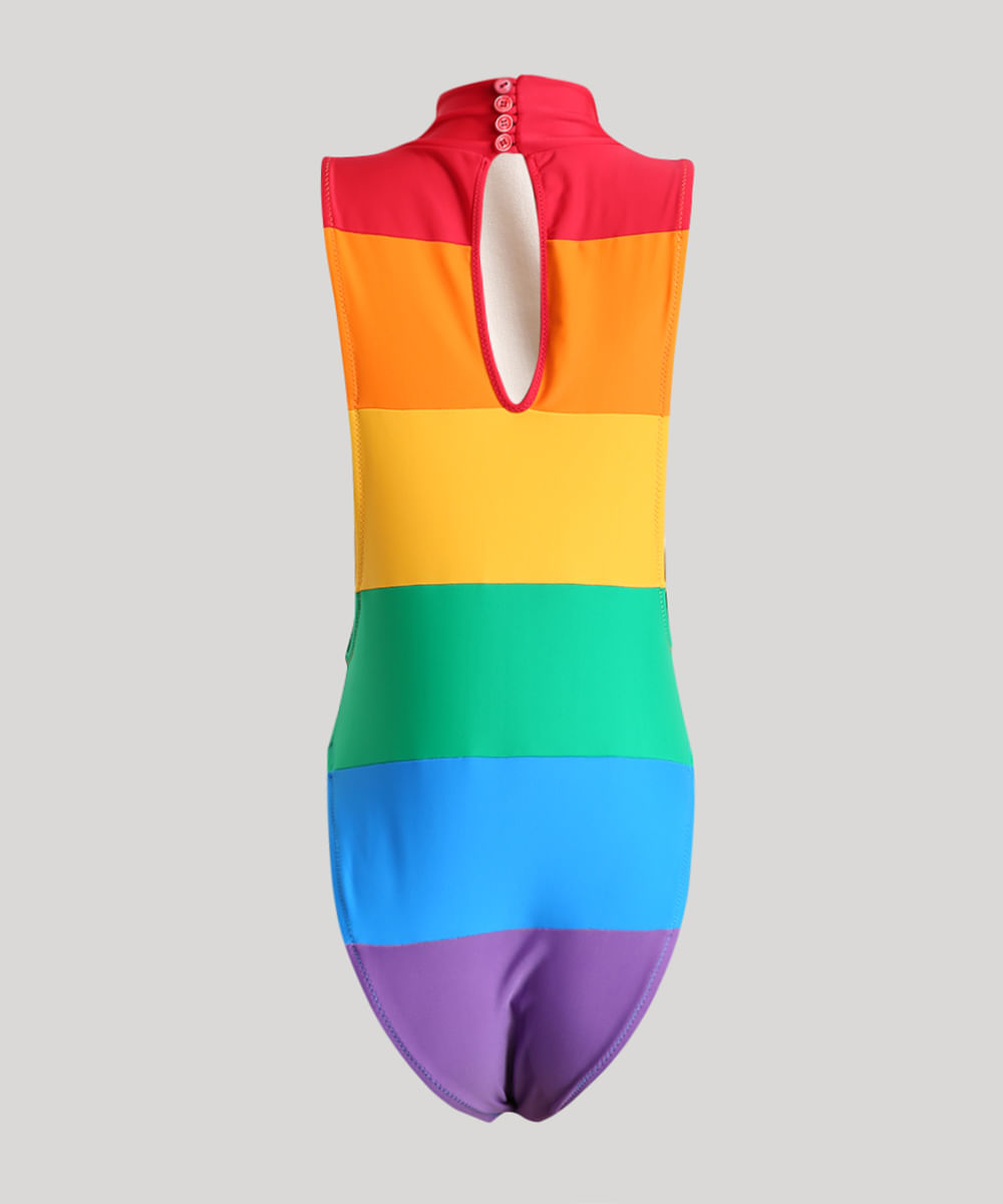 Maiô Body Pabllo Vittar de Carnaval Arco-Íris Multicor