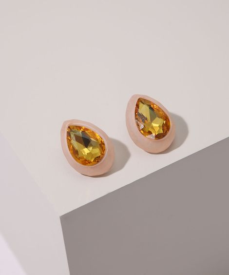 Brinco Feminino com Pedra Zircônia Dourado