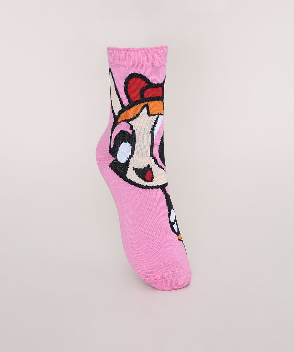 Meia-Feminina-Cano-Alto-As-Meninas-Super-Poderosas-Rosa-9971627-Rosa_1