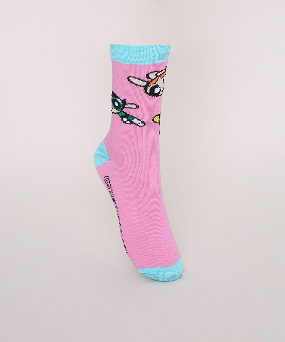 Meia-Feminina-Cano-Alto-As-Meninas-Super-Poderosas-Rosa-9971625-Rosa_1
