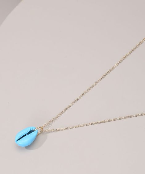 Colar Feminino Longo com Búzio Dourado
