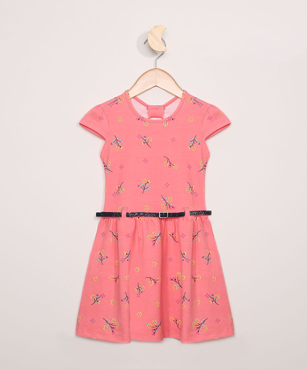 Vestido-Infantil-Estampado-Floral-com-Recorte-Manga-Curta-com-Cinto-Rosa-9980807-Rosa_1