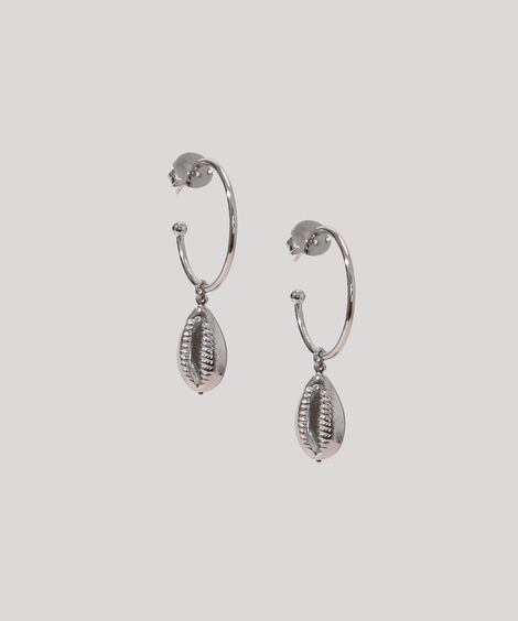 Brinco Feminino de Argola com Búzios Prateado