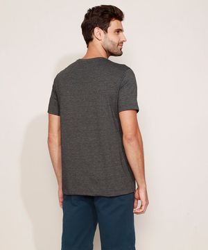 camiseta masculina básica manga curta gola v cinza mescla escuro