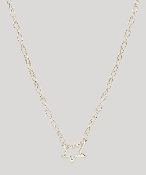 Colar Feminino com Raio Mosquetão Prateado