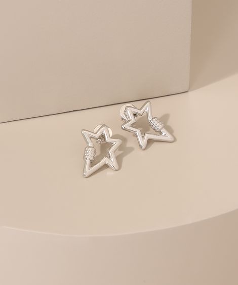 Brinco Feminino de Estrela Prateado