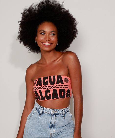 Top Faixa Feminino "Água Salgada" Coral