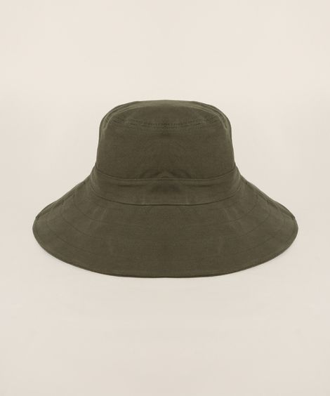Chapéu de Praia Feminino com Laço em Sarja Verde Militar