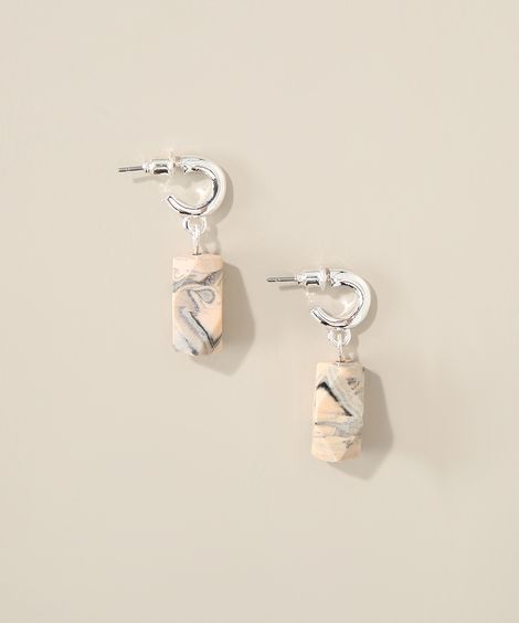 Brinco Feminino de Argola com Pedras Prateado