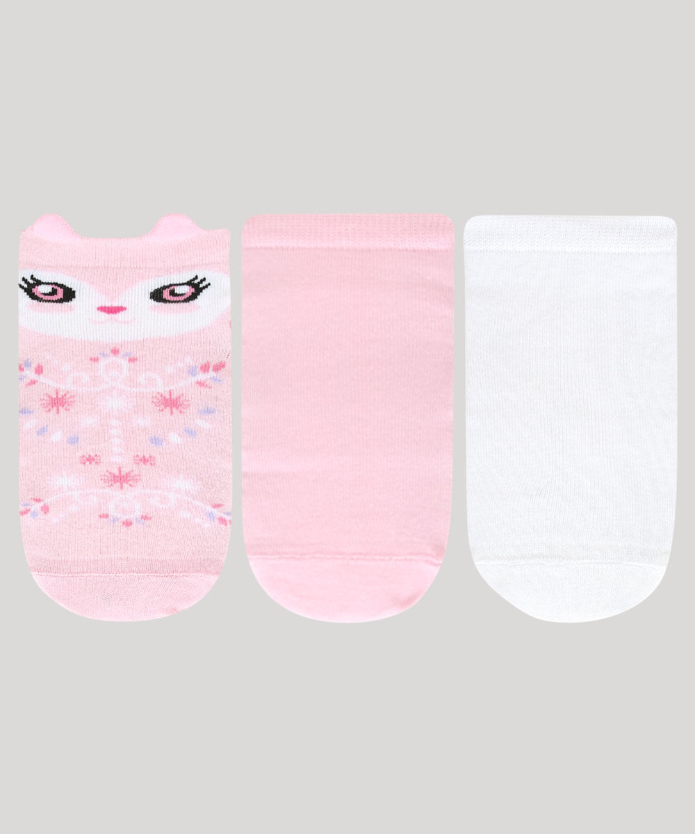 Kit-de-3-Meias-Infantis-Lupo-Cano-Baixo-Rosa-9971610-Rosa_1