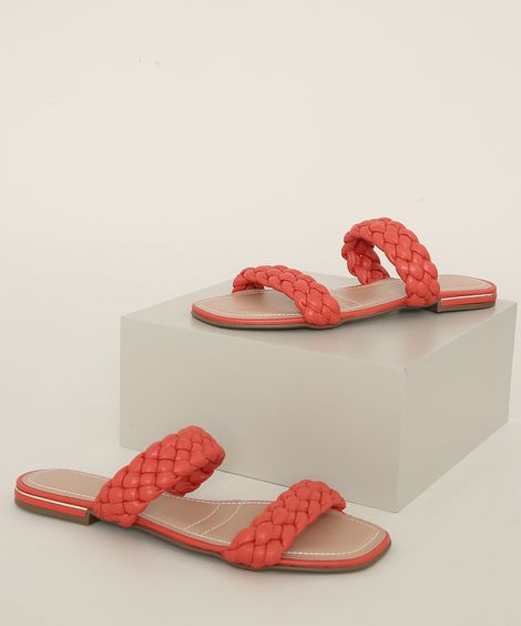 rasteirinha tira trançada oneself rosa