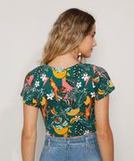 Blusa-Feminina-Cropped-Texturizada-Estampada-de-Arara-com-Torcido-Manga-Curta-Decote-V-Verde-Escuro-9976624-Verde_Escuro_3