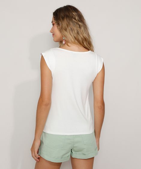 Regata Muscle Tee Feminina Básica Off White