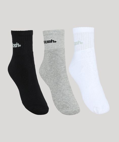 Kit de 3 Meias Masculinas Mash Cano Médio Multicor