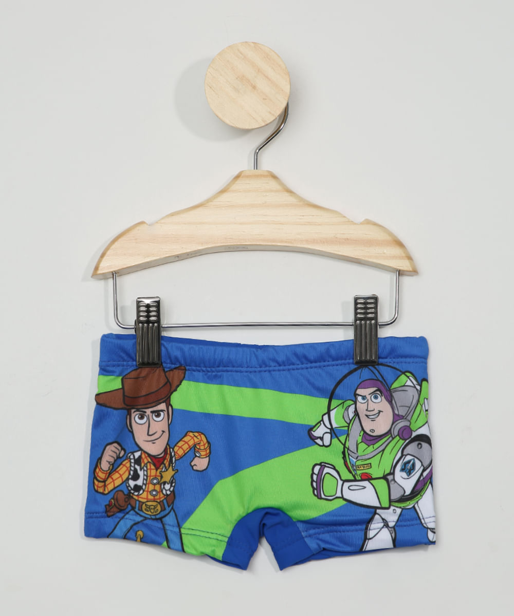Sunga Infantil Boxer Buzz Lightyear com Proteção UV50+ Azul