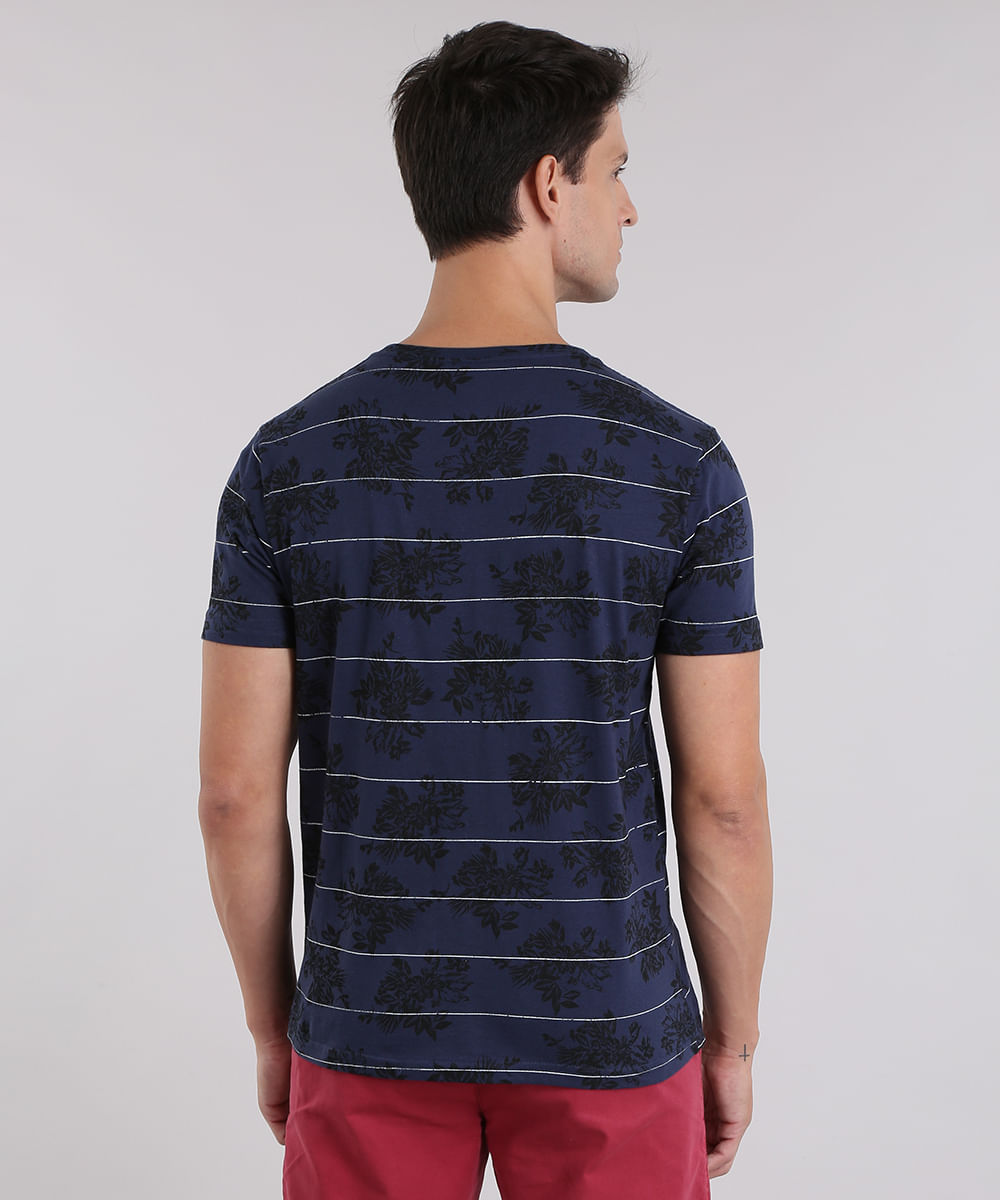 camiseta listrada azul marinho