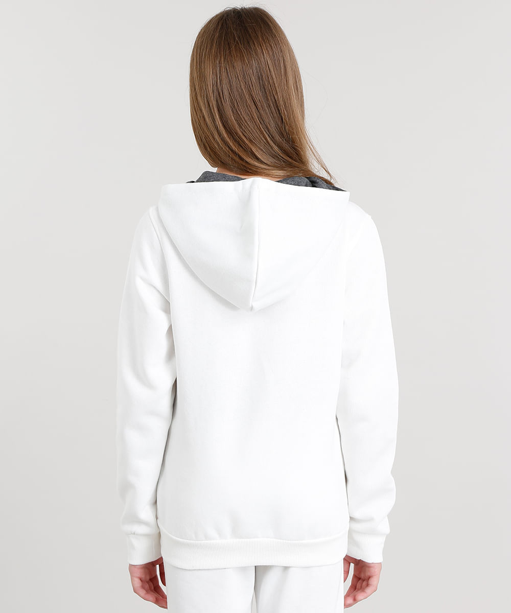 womens white cropped zip up moletom com capuz