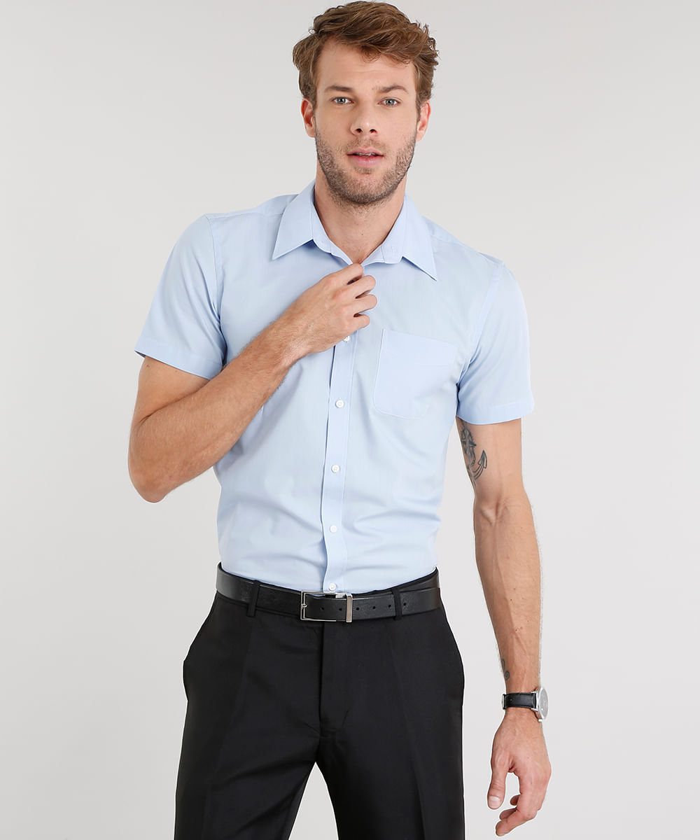 camisa masculina azul claro