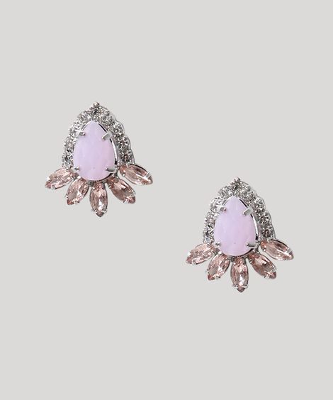 Brinco Feminino Gota com Pedras e Strass Prateado