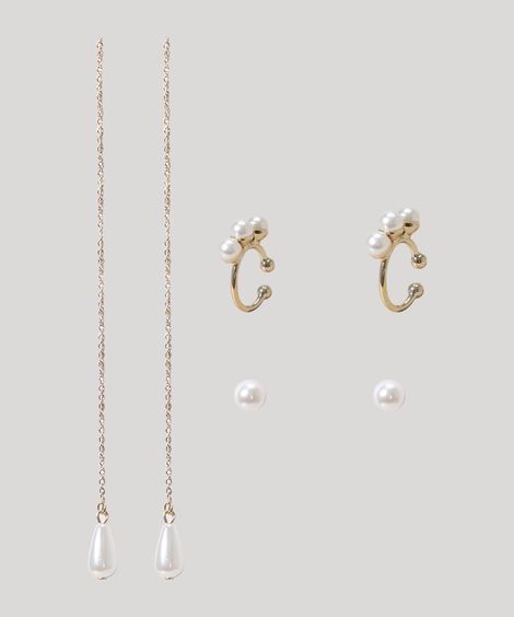 Kit de 2 Brincos Femininos + Piercing Dourado