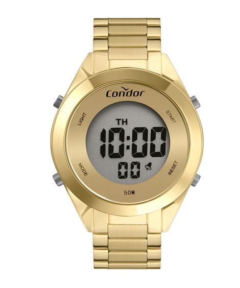 Kit de Relógio Digital Condor Feminino +  Brinco + Colar - COAE19432ANK4D Dourado