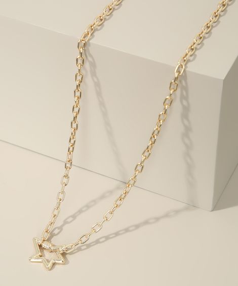 Colar Feminino com Pingente de Estrela Dourado