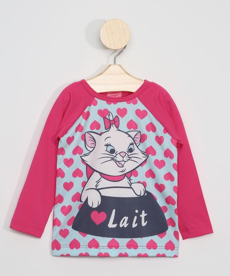 Blusa de Praia Infantil Raglan Marie Manga Longa com Proteção UV50+ Pink