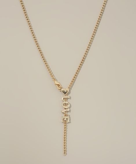 Colar Feminino com Pingente "Love" Dourado