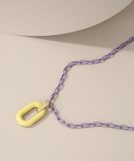 Colar Feminino com Pingente de Elo Roxo