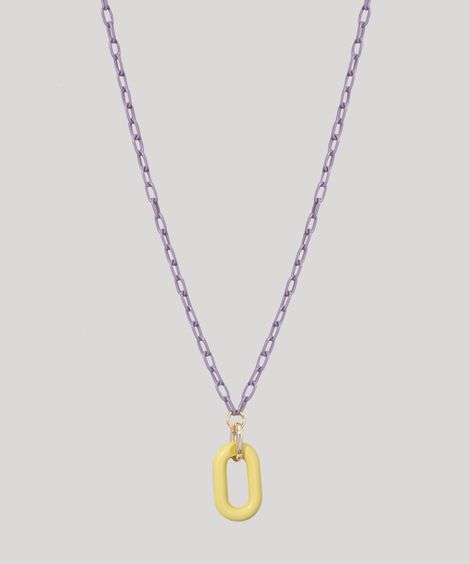 Colar Feminino com Pingente de Elo Roxo
