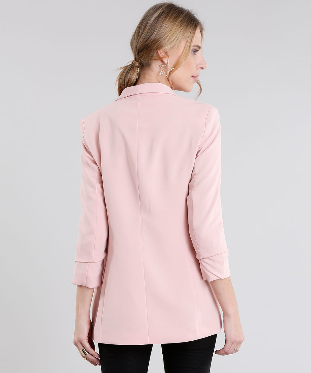 Blazer Feminino Longo Boyfriend Rosê