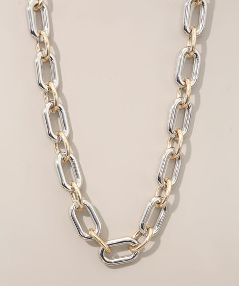 Colar Feminino com Elos Grandes Multicor